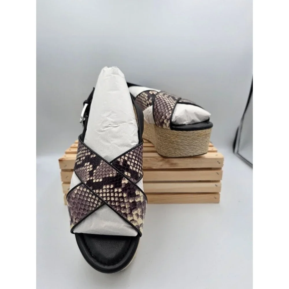 Michael Kors Jodi Wedge Sandals Womens 10M 40S8JOFS1E Snakeskin Embossed Leather